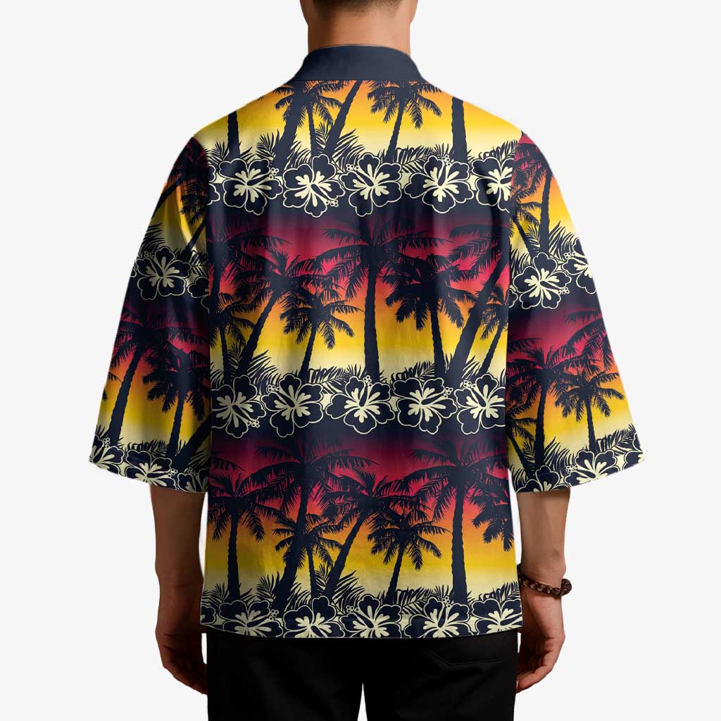 Hawaii Hibiscus Palm Tree Sunset Kimono Tropical Style - Polynesian Pride