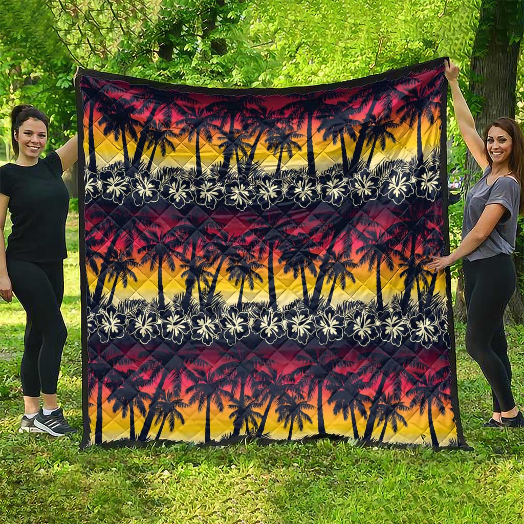 Hawaii Hibiscus Palm Tree Sunset Quilt Tropical Style - Polynesian Pride