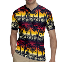 Hawaii Hibiscus Palm Tree Sunset Rugby Jersey Tropical Style - Polynesian Pride