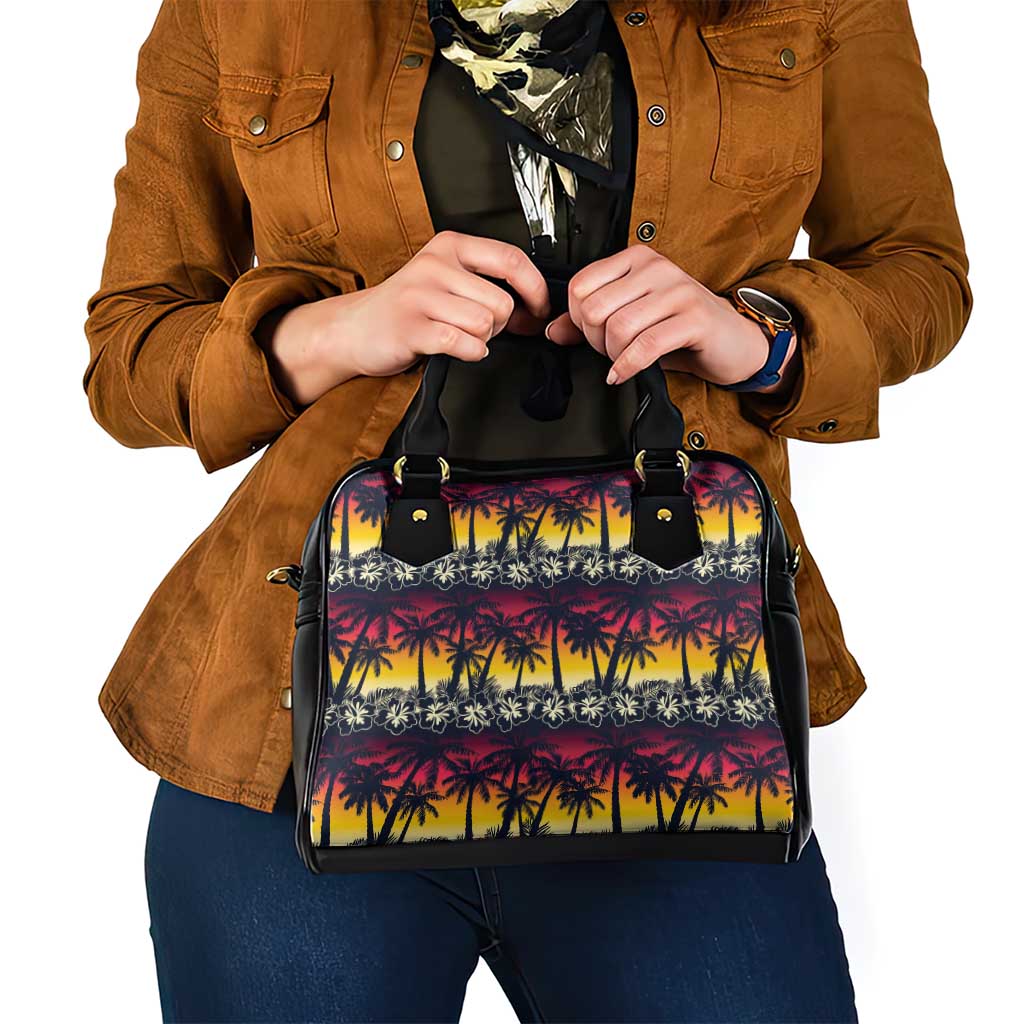 Hawaii Hibiscus Palm Tree Sunset Shoulder Handbag Tropical Style - Polynesian Pride