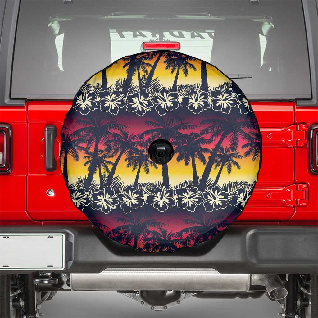 Hawaii Hibiscus Palm Tree Sunset Spare Tire Cover Tropical Style - Polynesian Pride