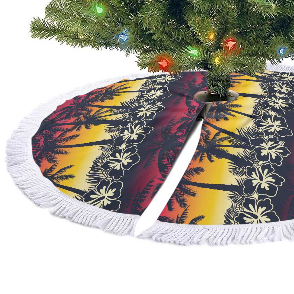 Hawaii Hibiscus Palm Tree Sunset Tree Skirt Tropical Style - Polynesian Pride