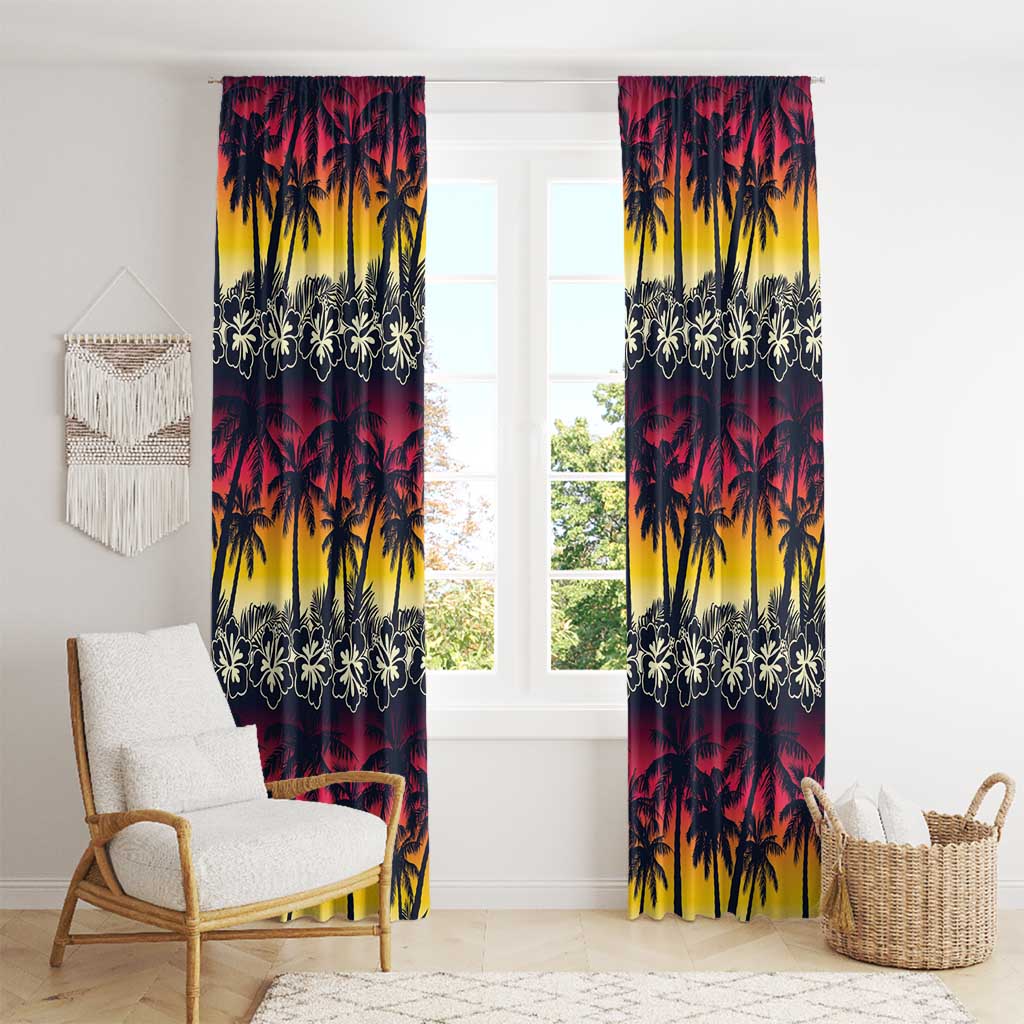 Hawaii Hibiscus Palm Tree Sunset Window Curtain Tropical Style - Polynesian Pride