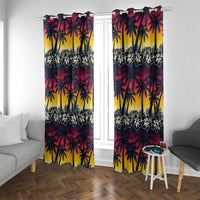 Hawaii Hibiscus Palm Tree Sunset Window Curtain Tropical Style - Polynesian Pride