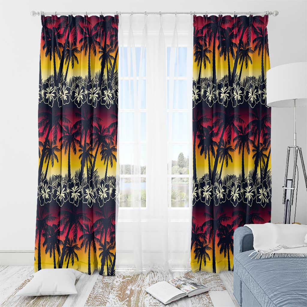 Hawaii Hibiscus Palm Tree Sunset Window Curtain Tropical Style - Polynesian Pride