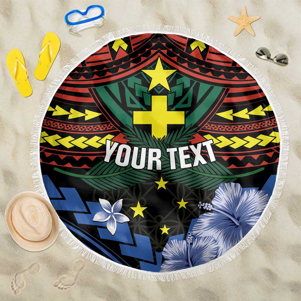 Personalised Vanuatu Tafea Province Beach Blanket Unique Tropical Tribal Pattern