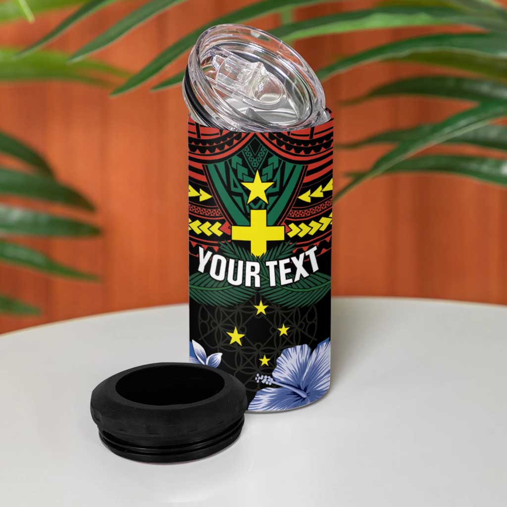 Personalised Vanuatu Tafea Province 4 in 1 Can Cooler Tumbler Unique Tropical Tribal Pattern