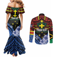 Personalised Vanuatu Tafea Province Couples Matching Mermaid Dress and Long Sleeve Button Shirt Unique Tropical Tribal Pattern LT01 - Polynesian Pride