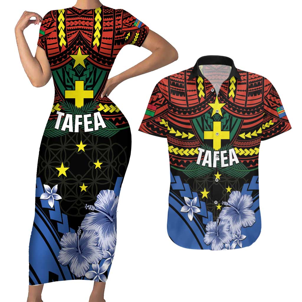 Personalised Vanuatu Tafea Province Couples Matching Short Sleeve Bodycon Dress and Hawaiian Shirt Unique Tropical Tribal Pattern