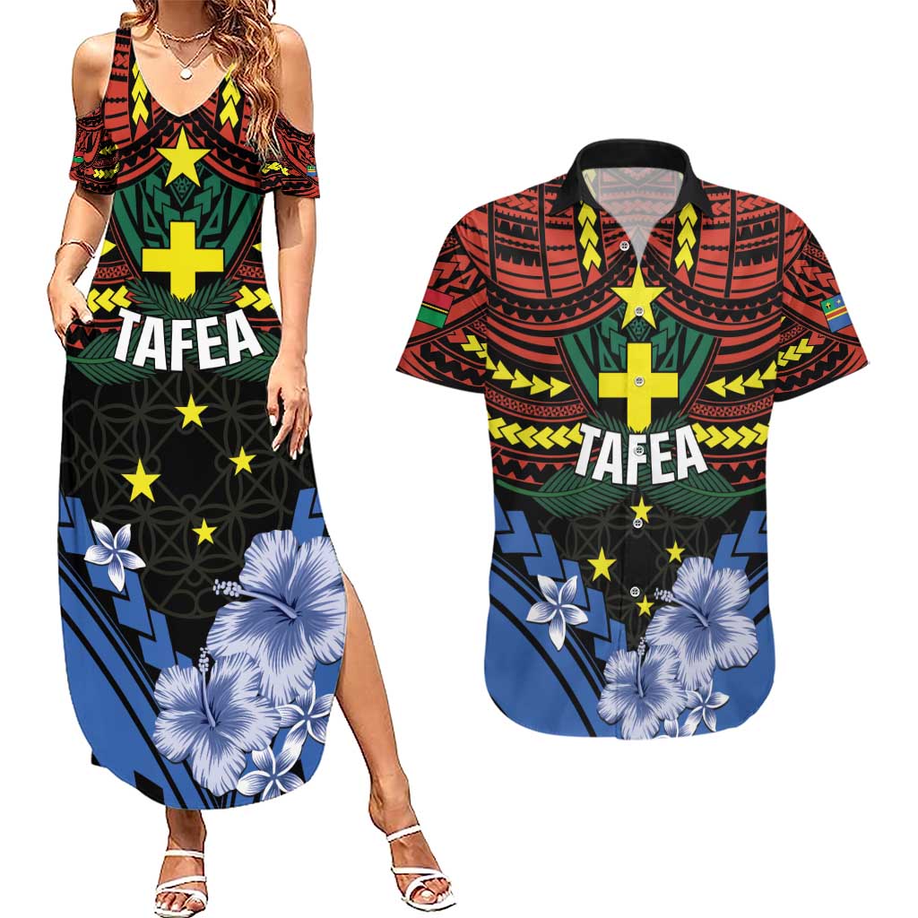 Personalised Vanuatu Tafea Province Couples Matching Summer Maxi Dress and Hawaiian Shirt Unique Tropical Tribal Pattern