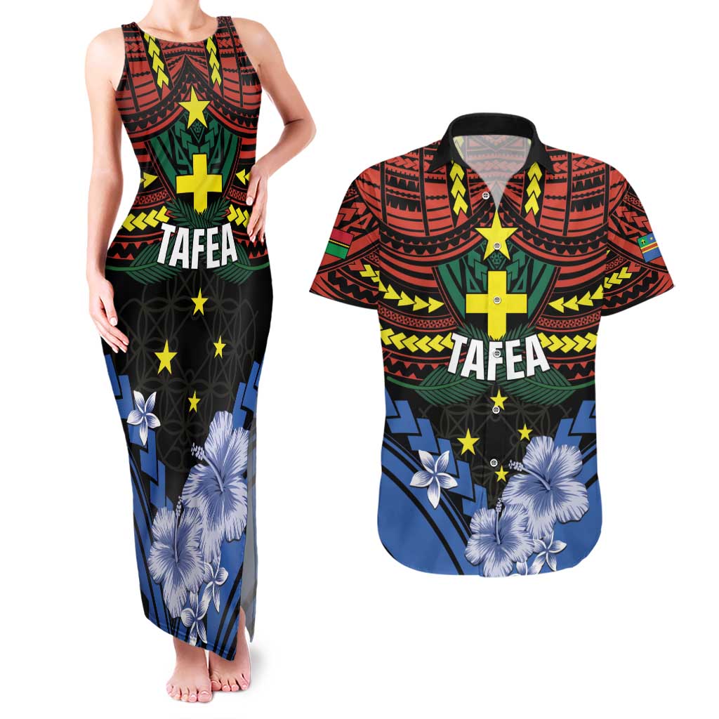 Personalised Vanuatu Tafea Province Couples Matching Tank Maxi Dress and Hawaiian Shirt Unique Tropical Tribal Pattern LT01 Colorful - Polynesian Pride