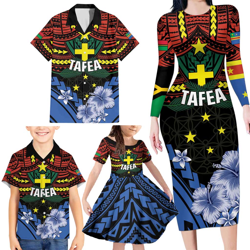 Personalised Vanuatu Tafea Province Family Matching Long Sleeve Bodycon Dress and Hawaiian Shirt Unique Tropical Tribal Pattern