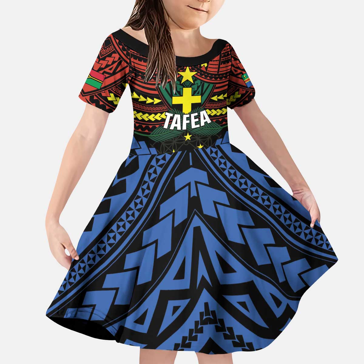Personalised Vanuatu Tafea Province Kid Short Sleeve Dress Unique Tropical Tribal Pattern