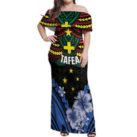 Personalised Vanuatu Tafea Province Off Shoulder Maxi Dress Unique Tropical Tribal Pattern LT01 Women Colorful - Polynesian Pride
