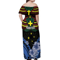 Personalised Vanuatu Tafea Province Off Shoulder Maxi Dress Unique Tropical Tribal Pattern LT01 - Polynesian Pride