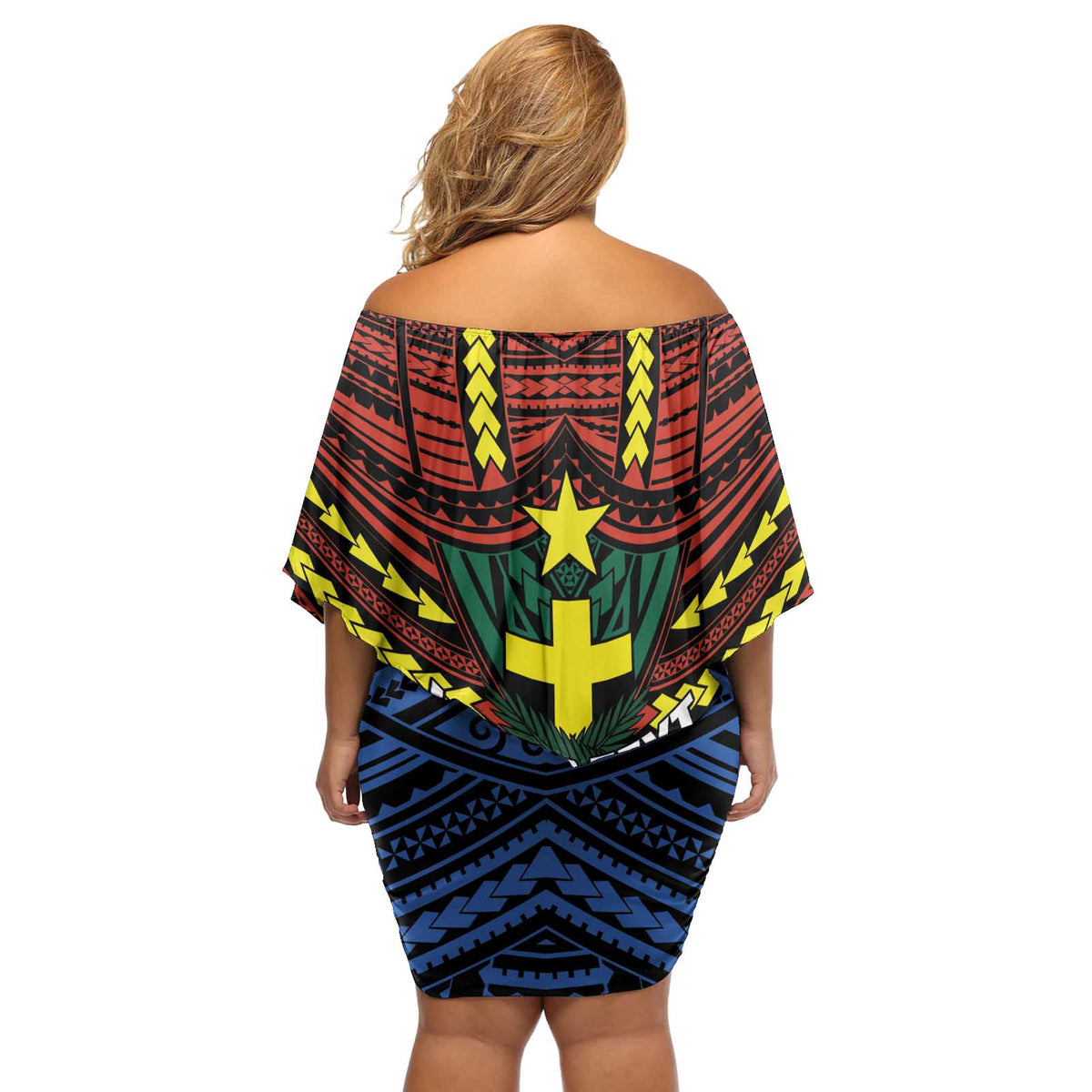 Personalised Vanuatu Tafea Province Off Shoulder Short Dress Unique Tropical Tribal Pattern LT01 - Polynesian Pride