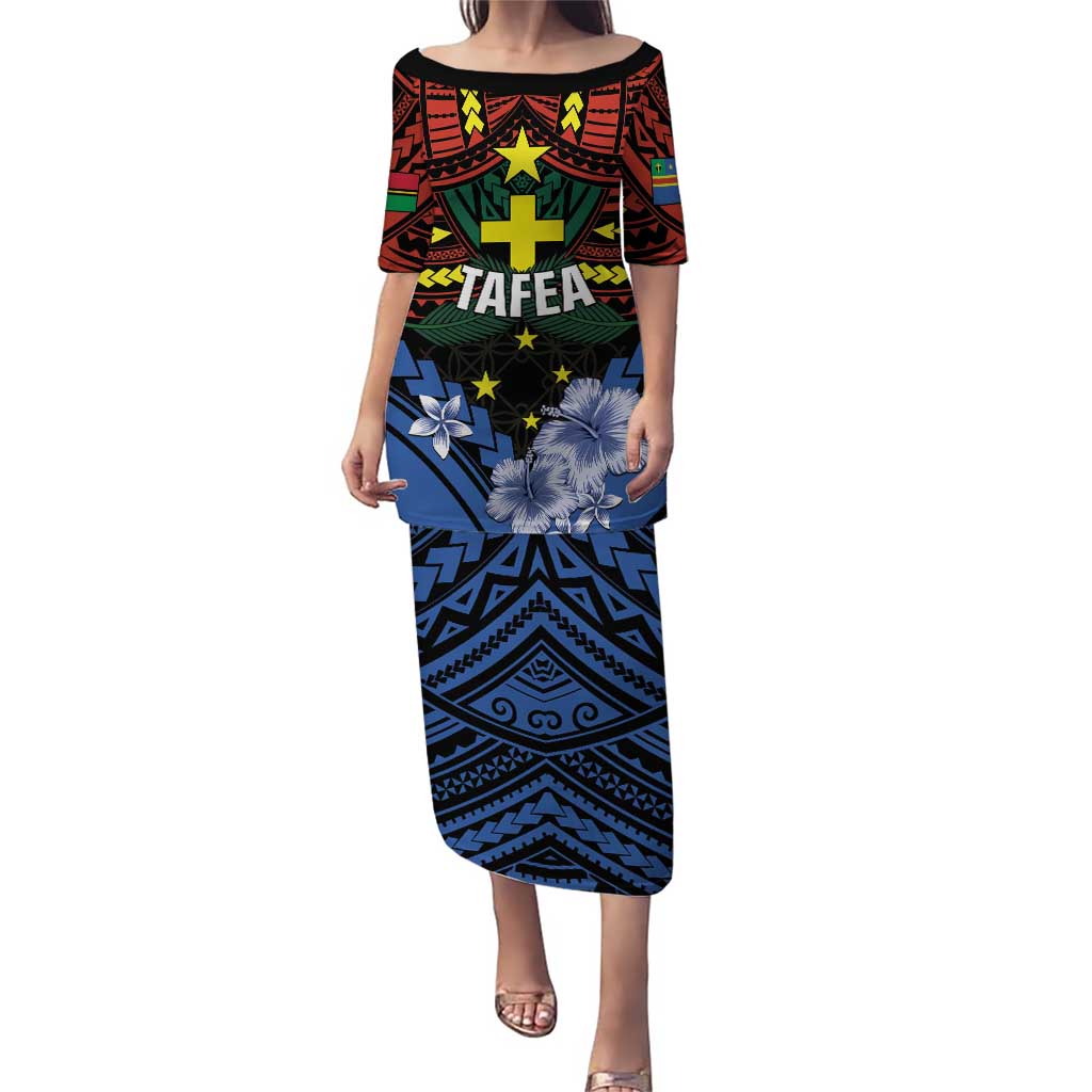 Personalised Vanuatu Tafea Province Puletasi Unique Tropical Tribal Pattern LT01 Long Dress Colorful - Polynesian Pride