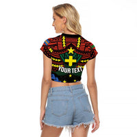 Personalised Vanuatu Tafea Province Raglan Cropped T Shirt Unique Tropical Tribal Pattern LT01 - Polynesian Pride