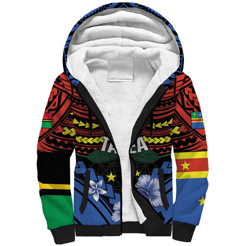 Personalised Vanuatu Tafea Province Sherpa Hoodie Unique Tropical Tribal Pattern LT01 Unisex Colorful - Polynesian Pride