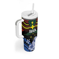 Personalised Vanuatu Tafea Province Tumbler With Handle Unique Tropical Tribal Pattern LT01 - Polynesian Pride