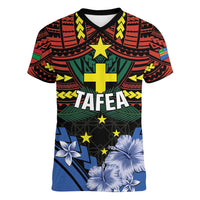 Personalised Vanuatu Tafea Province Women V-Neck T-Shirt Unique Tropical Tribal Pattern LT01 Female Colorful - Polynesian Pride