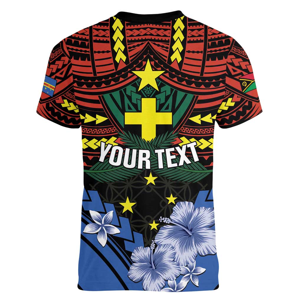 Personalised Vanuatu Tafea Province Women V-Neck T-Shirt Unique Tropical Tribal Pattern LT01 - Polynesian Pride