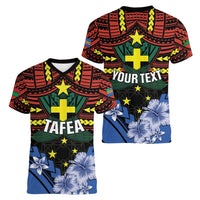 Personalised Vanuatu Tafea Province Women V-Neck T-Shirt Unique Tropical Tribal Pattern LT01 - Polynesian Pride