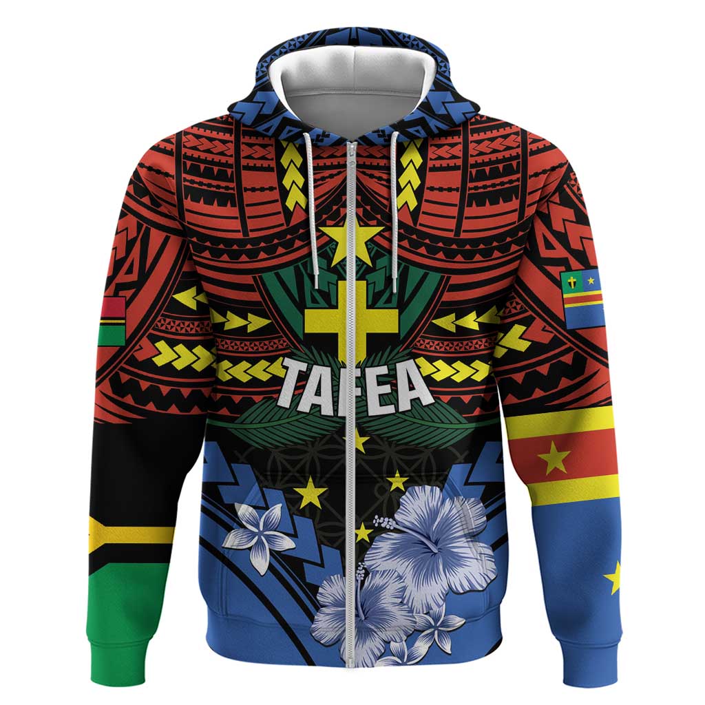 Personalised Vanuatu Tafea Province Zip Hoodie Unique Tropical Tribal Pattern