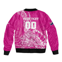 Custom New Zealand Rugby Silver Fern Bomber Jacket Aotearoa Kiwi Maori Pink Version - Polynesian Pride