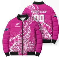 Custom New Zealand Rugby Silver Fern Bomber Puffer Jacket Aotearoa Kiwi Maori Pink Version - Polynesian Pride