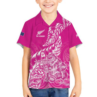 Custom New Zealand Rugby Silver Fern Hawaiian Shirt Aotearoa Kiwi Maori Pink Version - Polynesian Pride