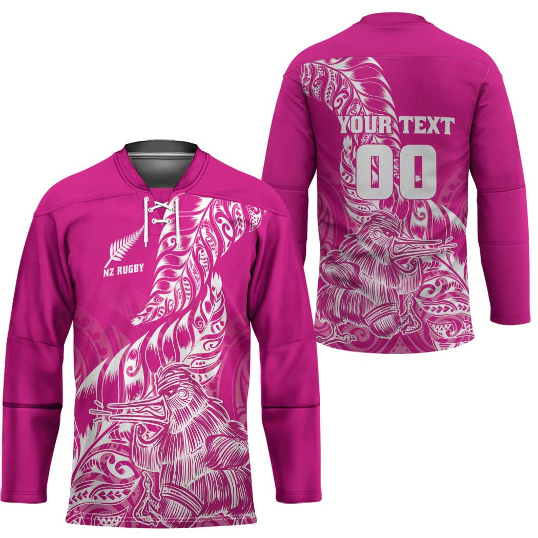 Custom New Zealand Rugby Silver Fern Hockey Jersey Aotearoa Kiwi Maori Pink Version - Polynesian Pride
