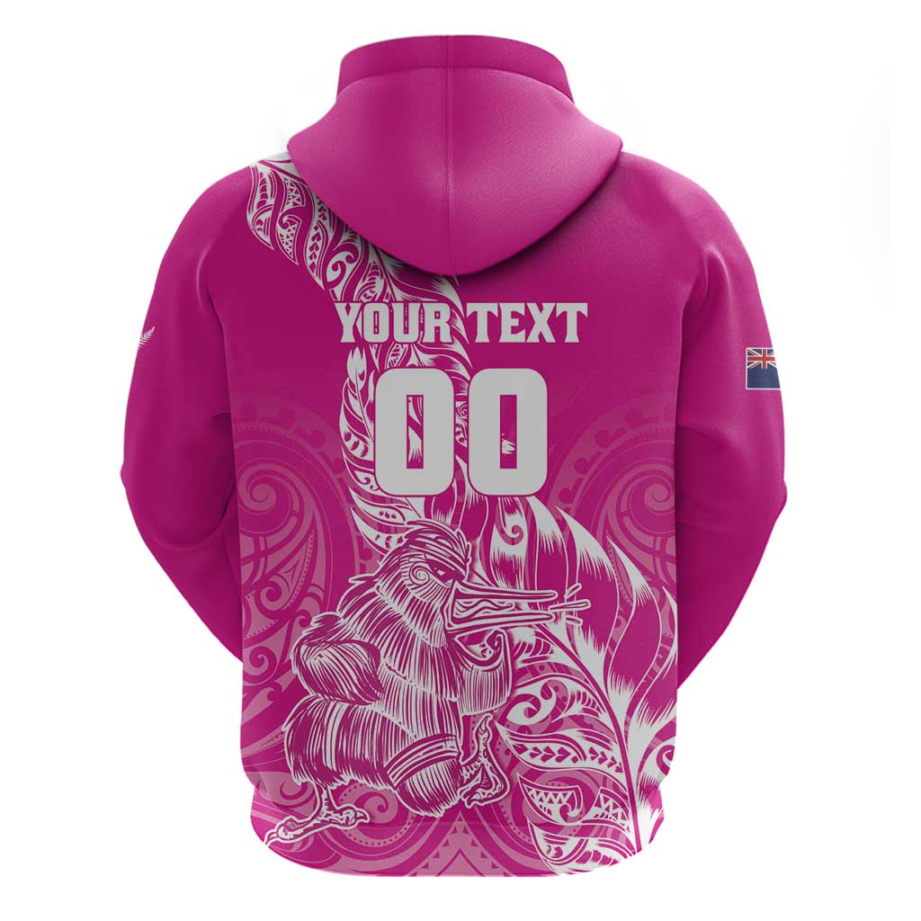 Custom New Zealand Rugby Silver Fern Hoodie Aotearoa Kiwi Maori Pink Version - Polynesian Pride