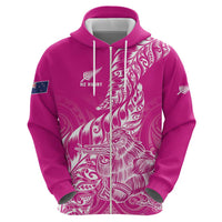 Custom New Zealand Rugby Silver Fern Hoodie Aotearoa Kiwi Maori Pink Version - Polynesian Pride