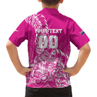 Custom New Zealand Rugby Silver Fern Kid Hawaiian Shirt Aotearoa Kiwi Maori Pink Version - Polynesian Pride