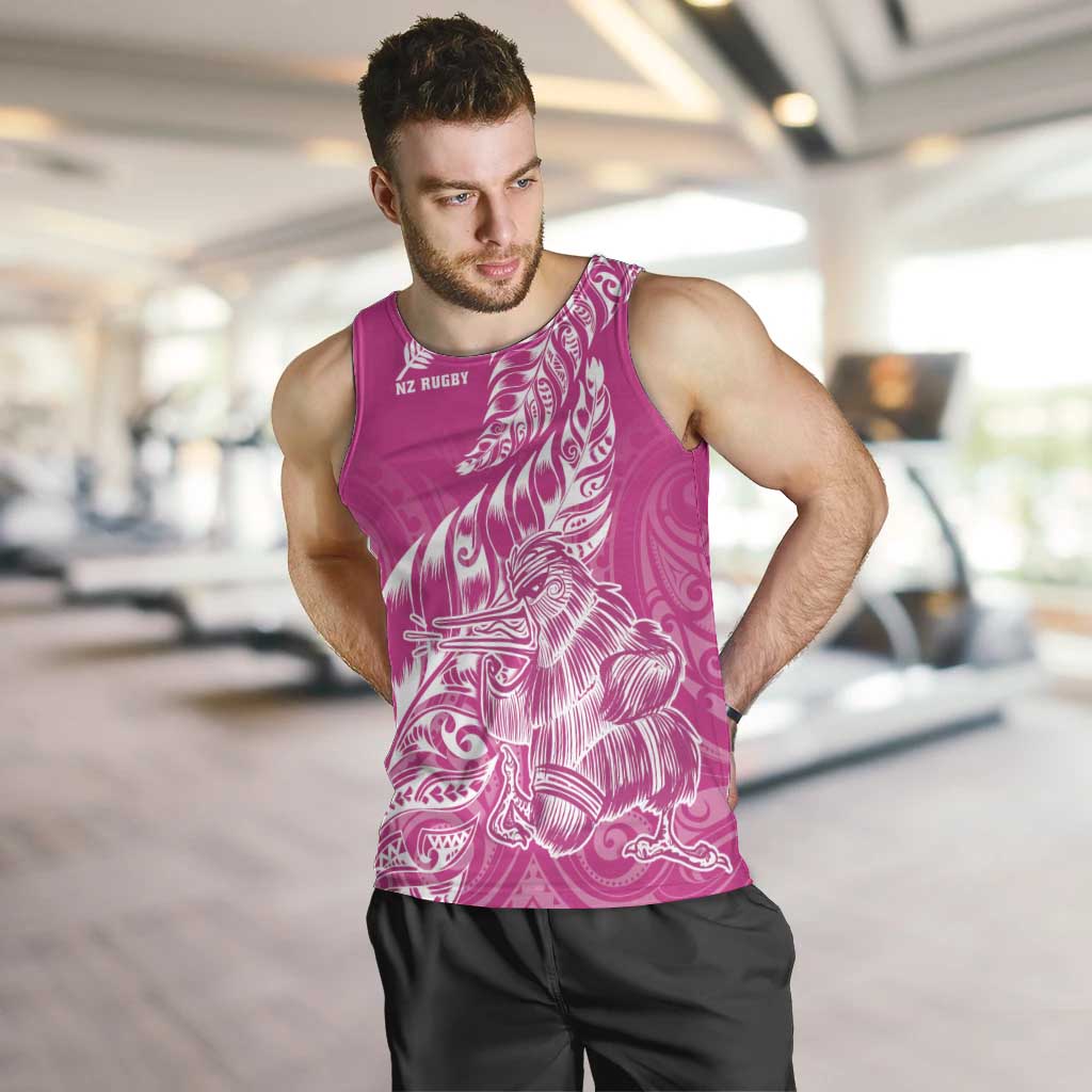 Custom New Zealand Rugby Silver Fern Men Tank Top Aotearoa Kiwi Maori Pink Version - Polynesian Pride