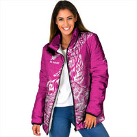 Custom New Zealand Rugby Silver Fern Padded Jacket Aotearoa Kiwi Maori Pink Version - Polynesian Pride