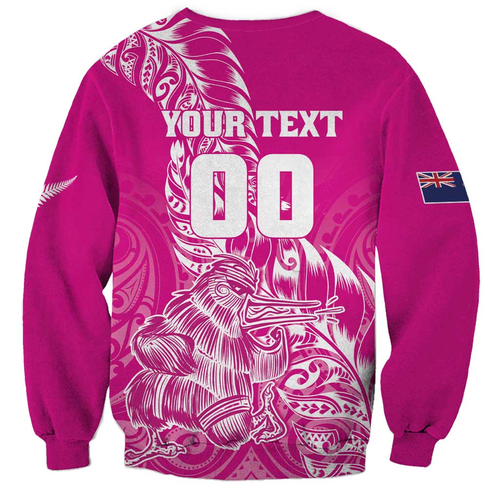 Custom New Zealand Rugby Silver Fern Sweatshirt Aotearoa Kiwi Maori Pink Version - Polynesian Pride