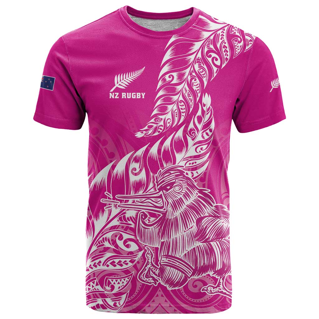 Custom New Zealand Rugby Silver Fern T Shirt Aotearoa Kiwi Maori Pink Version - Polynesian Pride