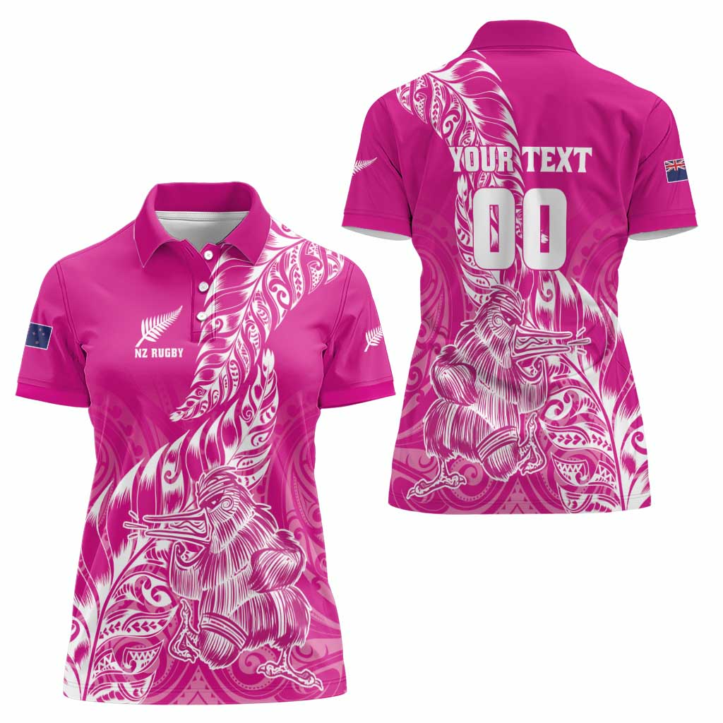 Custom New Zealand Rugby Silver Fern Women Polo Shirt Aotearoa Kiwi Maori Pink Version - Polynesian Pride