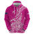 Custom New Zealand Rugby Silver Fern Zip Hoodie Aotearoa Kiwi Maori Pink Version - Polynesian Pride