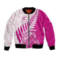 Custom New Zealand Rugby Silver Fern Bomber Jacket Aotearoa Maori Pink Version - Polynesian Pride