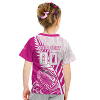 Custom New Zealand Rugby Silver Fern Kid T Shirt Aotearoa Maori Pink Version - Polynesian Pride