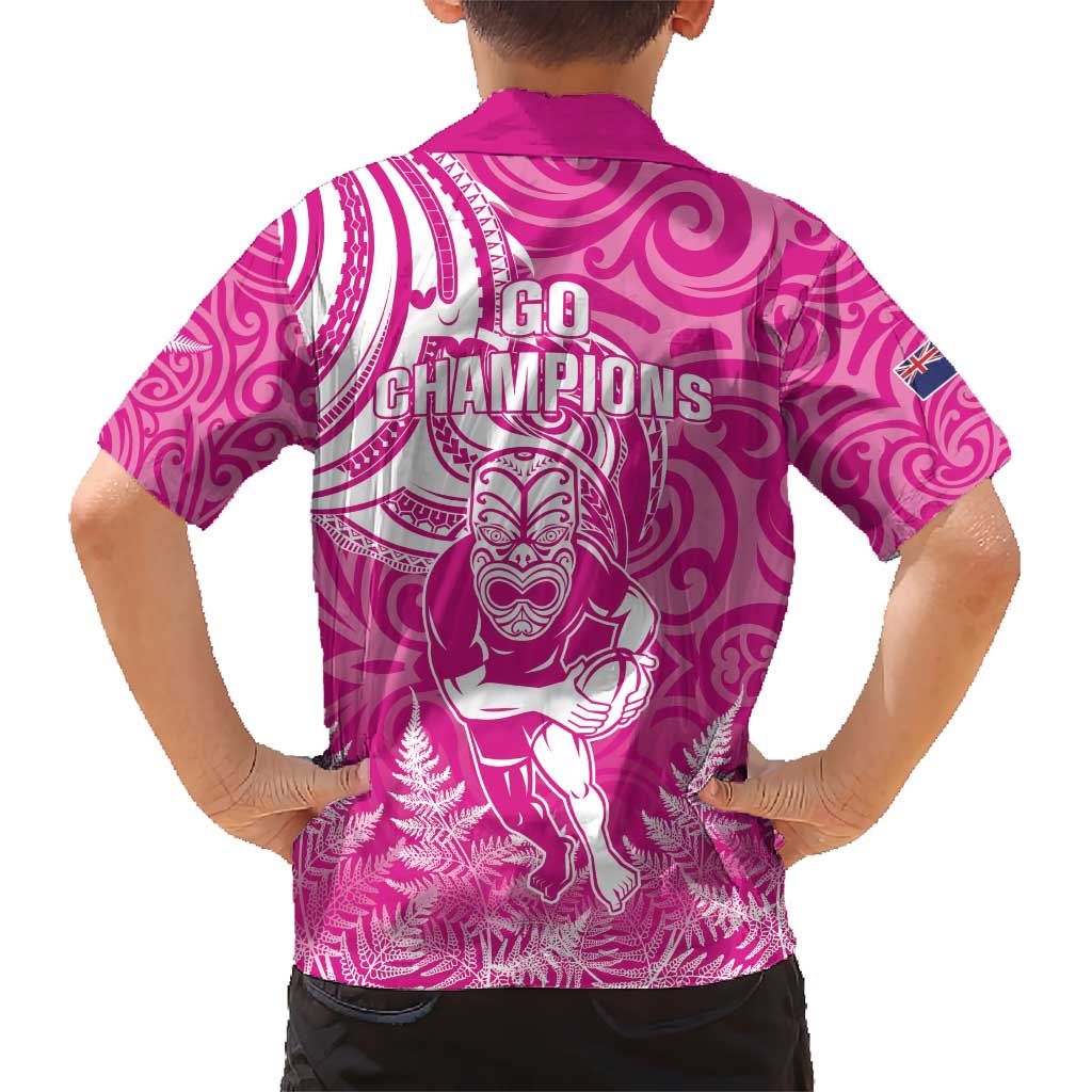 New Zealand Silver Fern Rugby All Pink Hawaiian Shirt Maori Tiki Player With Ta Moko Tribal - Polynesian Pride