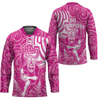 New Zealand Silver Fern Rugby All Pink Hockey Jersey Maori Tiki Player With Ta Moko Tribal - Polynesian Pride