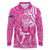 New Zealand Silver Fern Rugby All Pink Long Sleeve Polo Shirt Maori Tiki Player With Ta Moko Tribal - Polynesian Pride