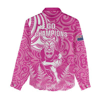 New Zealand Silver Fern Rugby All Pink Women Casual Shirt Maori Tiki Player With Ta Moko Tribal - Polynesian Pride