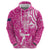 New Zealand Silver Fern Rugby All Pink Zip Hoodie Maori Tiki Player With Ta Moko Tribal - Polynesian Pride