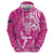 New Zealand Silver Fern Rugby All Pink Zip Hoodie Maori Tiki Player With Ta Moko Tribal - Polynesian Pride