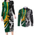 Custom New Zealand and South Africa Rugby Couples Matching Long Sleeve Bodycon Dress and Long Sleeve Button Shirt Silver Fern Protea Pattern World Cup 2023 LT01 Art - Polynesian Pride